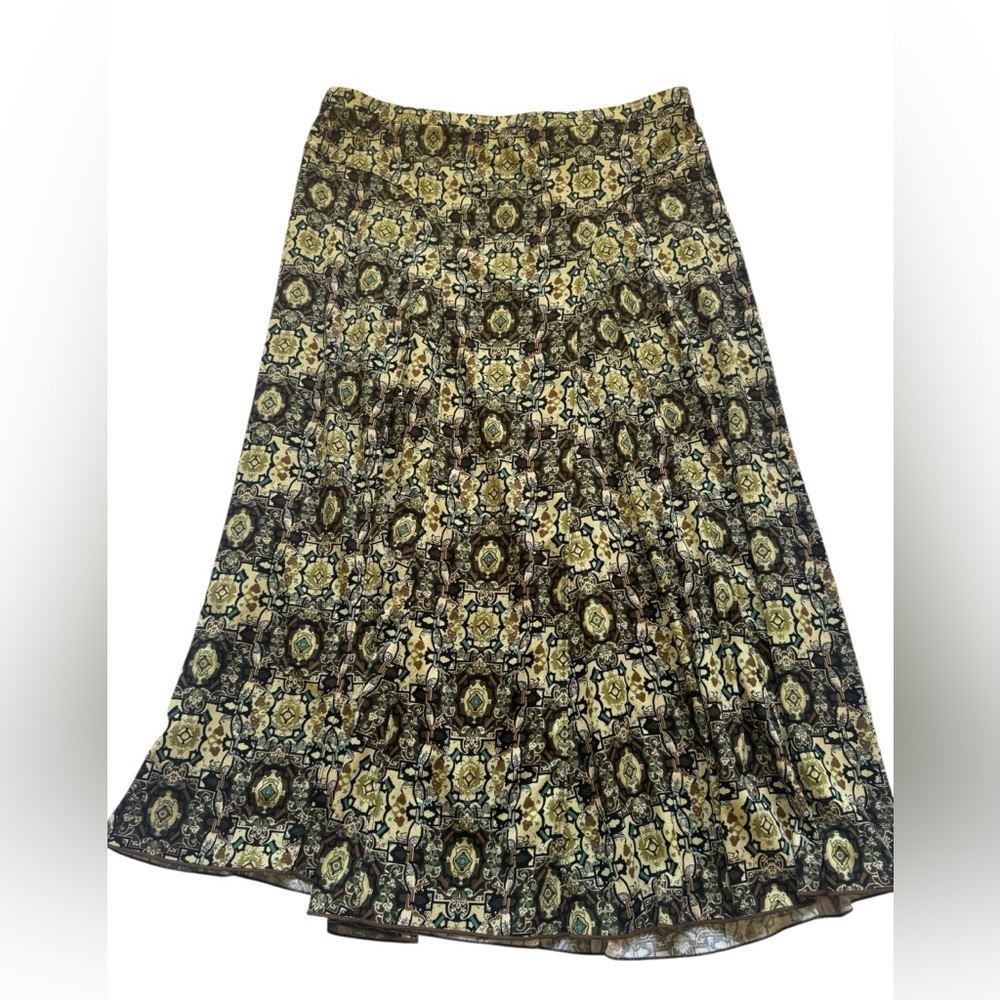 Emma James BOHO Peasant Brown Multicolor Cottage A Line Midi Skirt Size Medium - Picture 4 of 9